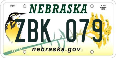 NE license plate ZBK079