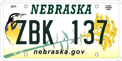 NE license plate ZBK137