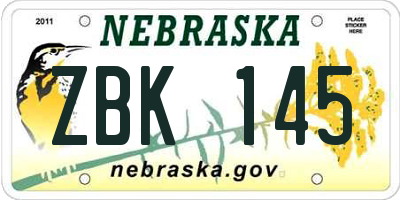 NE license plate ZBK145