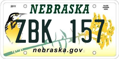 NE license plate ZBK157