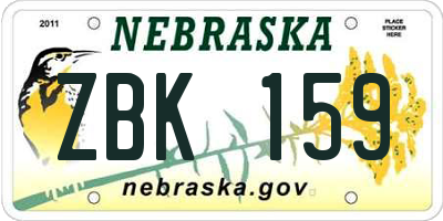 NE license plate ZBK159
