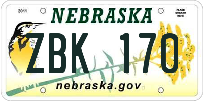 NE license plate ZBK170