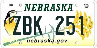 NE license plate ZBK251