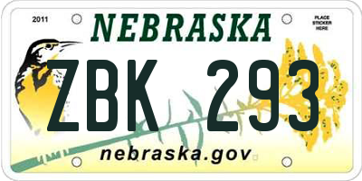 NE license plate ZBK293