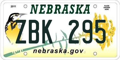 NE license plate ZBK295