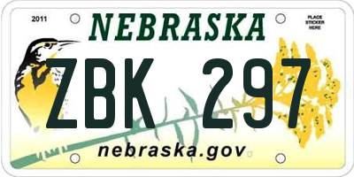 NE license plate ZBK297