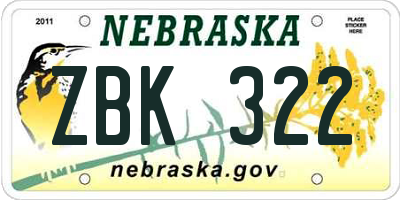 NE license plate ZBK322