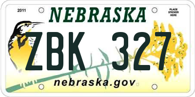 NE license plate ZBK327