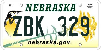 NE license plate ZBK329