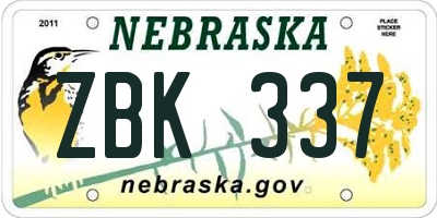 NE license plate ZBK337