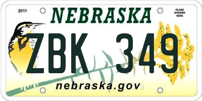 NE license plate ZBK349