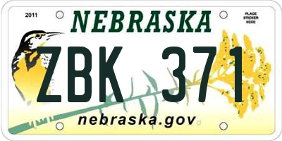 NE license plate ZBK371