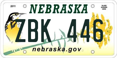 NE license plate ZBK446