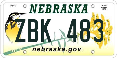 NE license plate ZBK483
