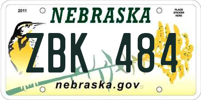 NE license plate ZBK484
