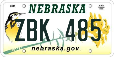 NE license plate ZBK485