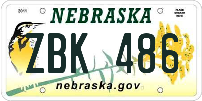 NE license plate ZBK486