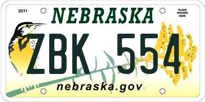 NE license plate ZBK554