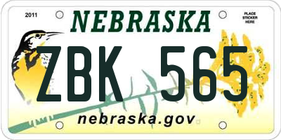NE license plate ZBK565