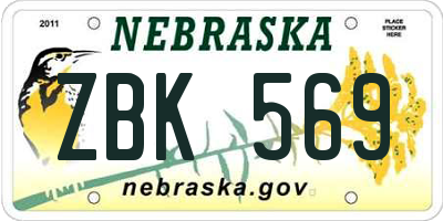 NE license plate ZBK569