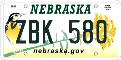 NE license plate ZBK580