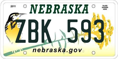 NE license plate ZBK593
