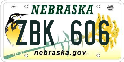 NE license plate ZBK606