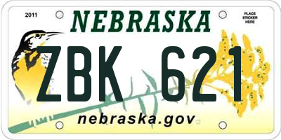 NE license plate ZBK621