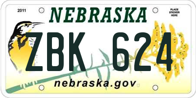 NE license plate ZBK624