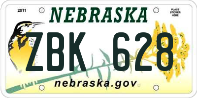 NE license plate ZBK628