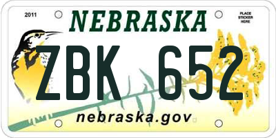 NE license plate ZBK652