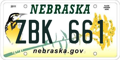 NE license plate ZBK661