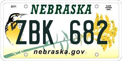 NE license plate ZBK682