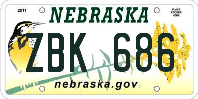 NE license plate ZBK686