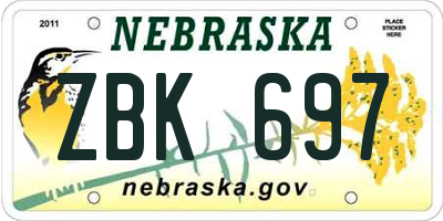 NE license plate ZBK697