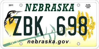 NE license plate ZBK698