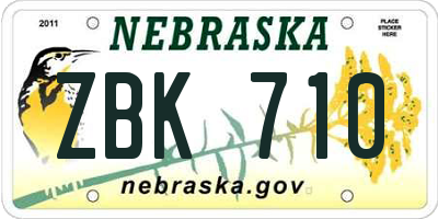 NE license plate ZBK710