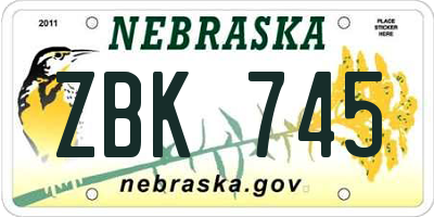 NE license plate ZBK745