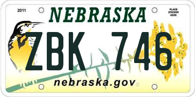 NE license plate ZBK746