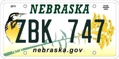 NE license plate ZBK747