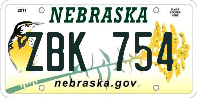 NE license plate ZBK754