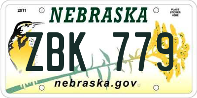 NE license plate ZBK779