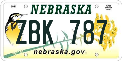 NE license plate ZBK787