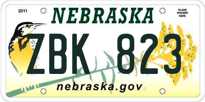 NE license plate ZBK823