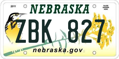 NE license plate ZBK827