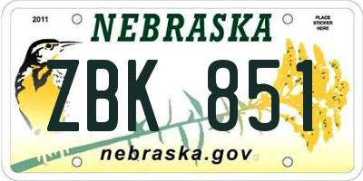NE license plate ZBK851