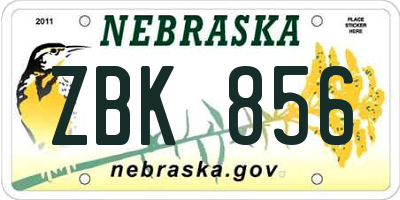 NE license plate ZBK856