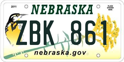 NE license plate ZBK861