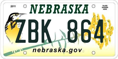 NE license plate ZBK864