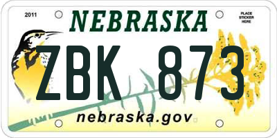 NE license plate ZBK873